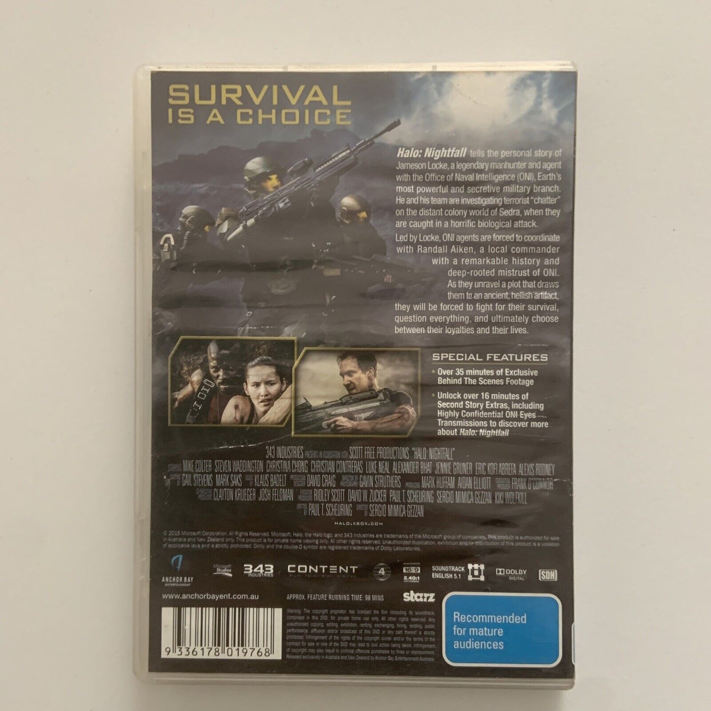 DVD HALO NIGHTFALL 2015 R4 Mike Colter Based on Computer Game Features