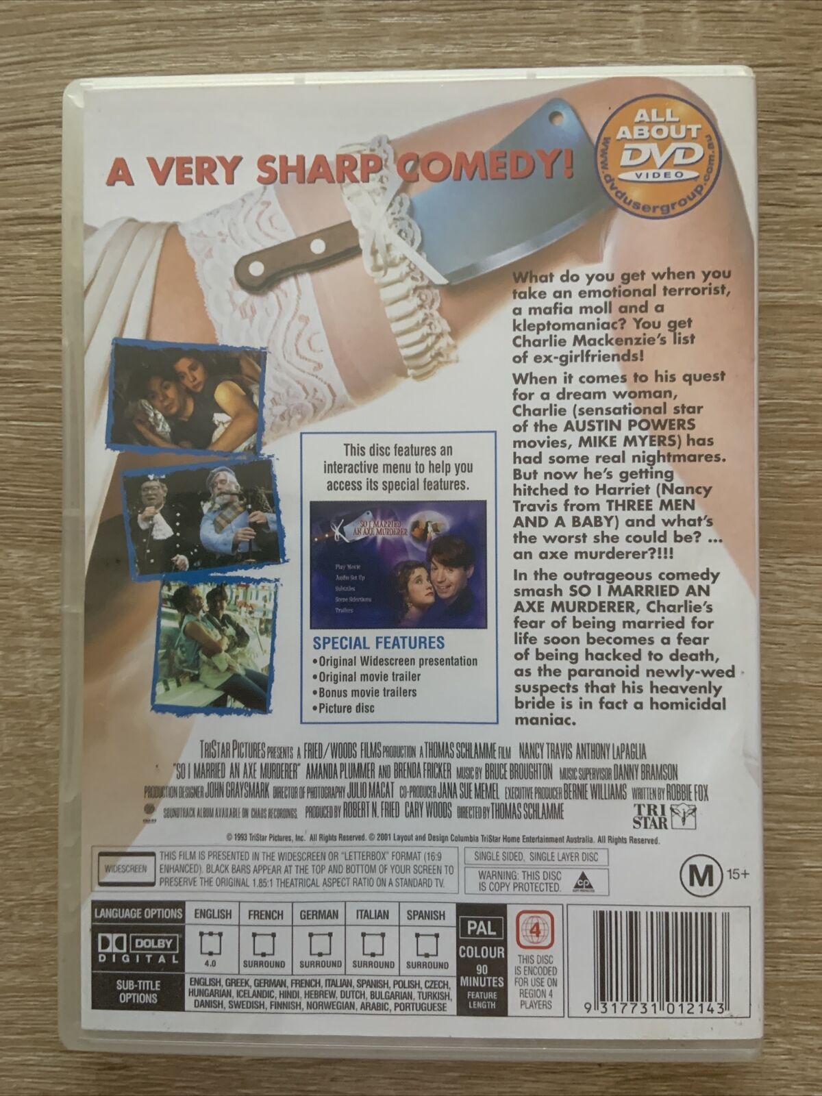 DVD So I Married An Axe Murderer! Mike Myers Nancy Travis Black Comedy 1993 Film