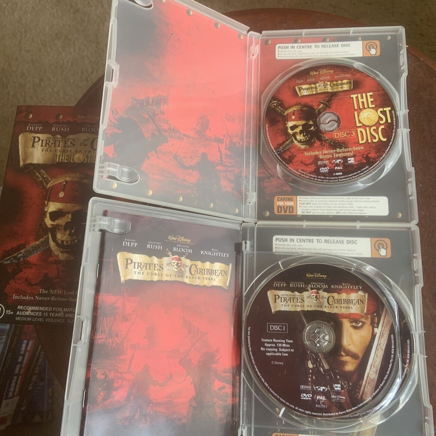 Pirates Of The Caribbean The Curse Of The Black Pearl + Lost DVD 3 Disc Set