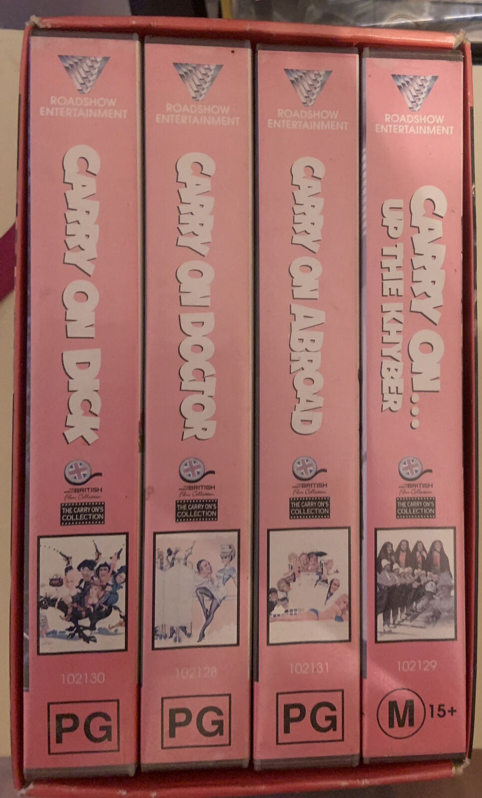4 VHS Box Set CARRY ON … FIRST CARRY ON DOCTOR KHYBER ABROAD DICK CULT Comedy
