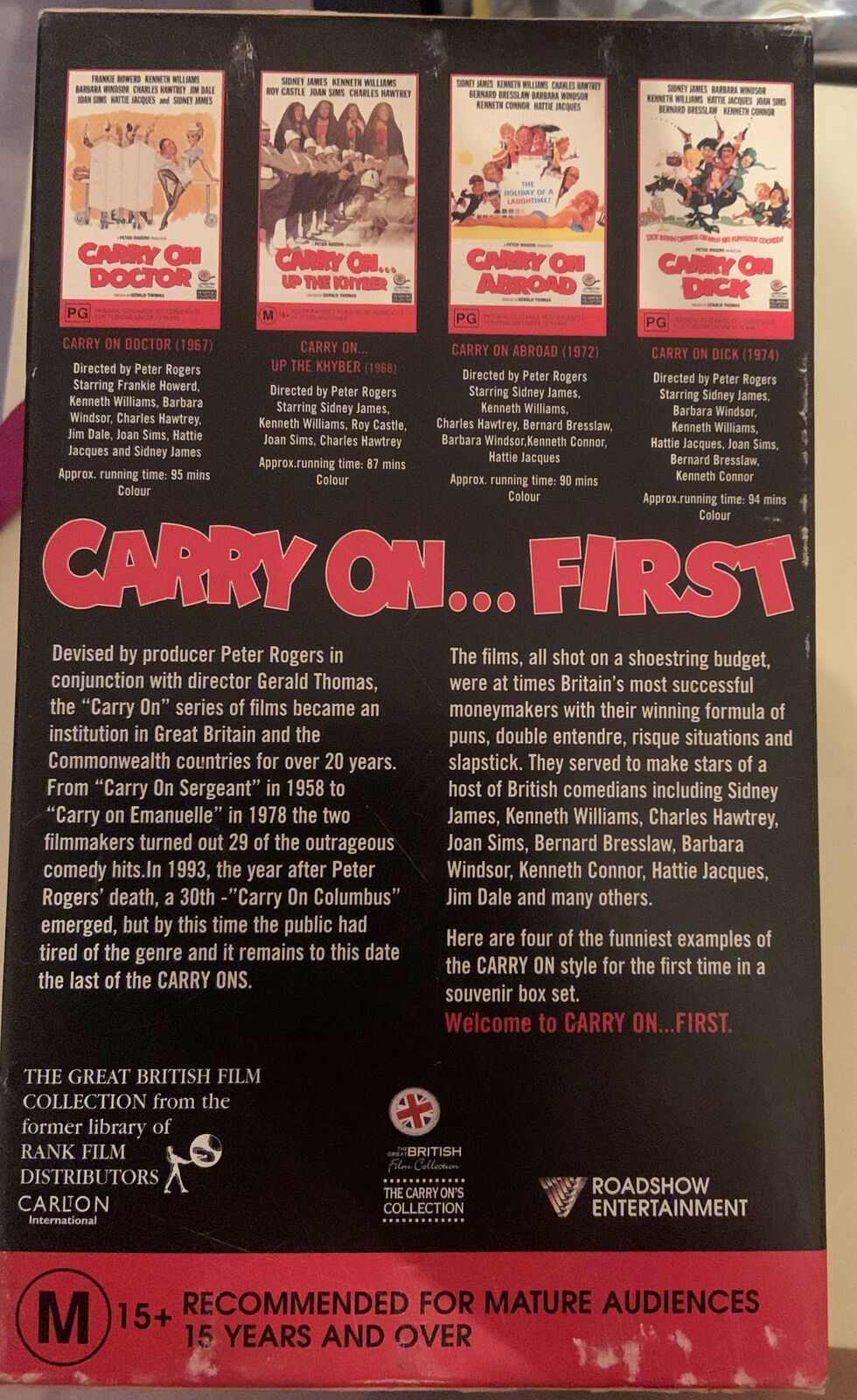 4 VHS Box Set CARRY ON … FIRST CARRY ON DOCTOR KHYBER ABROAD DICK CULT Comedy