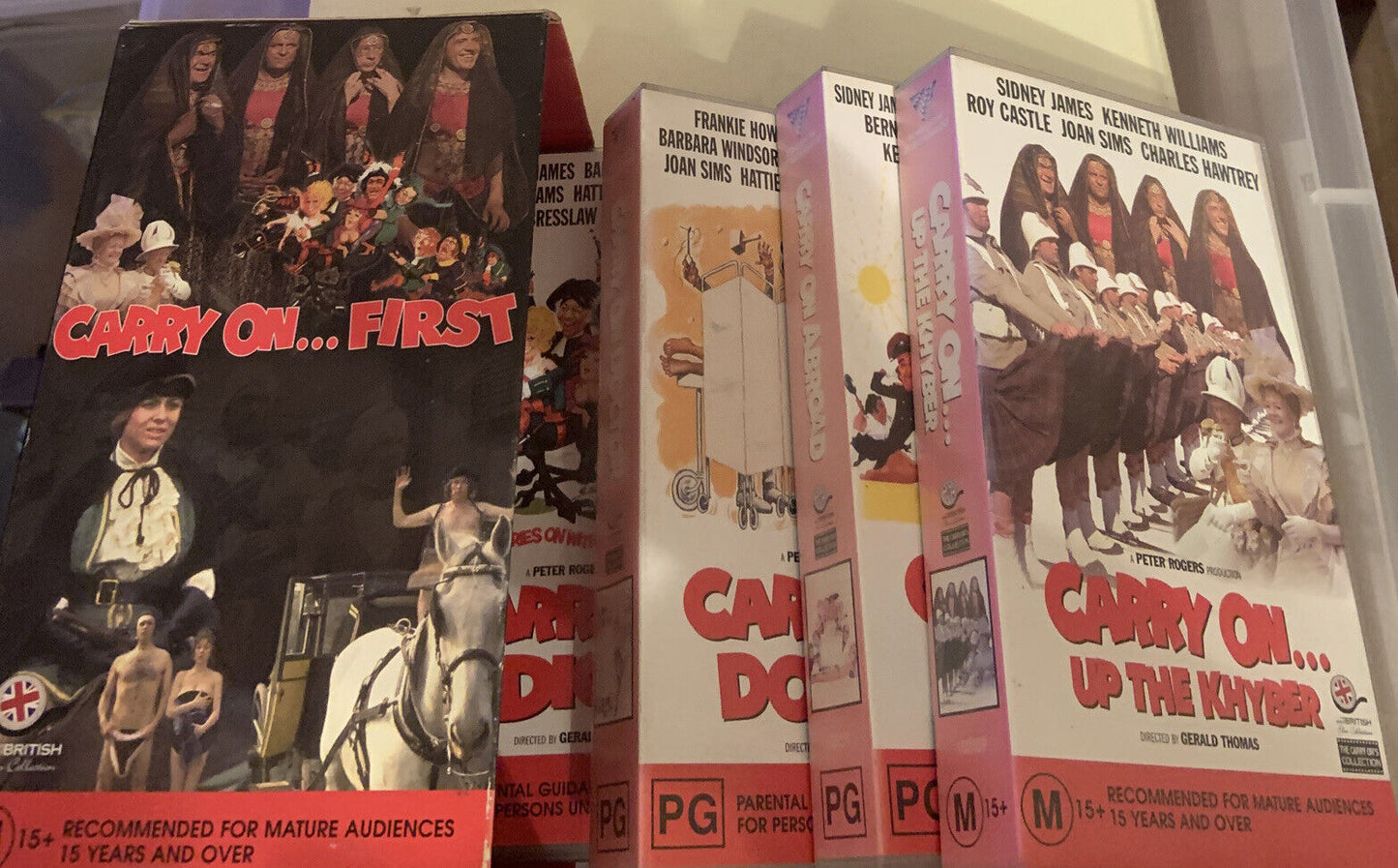 4 VHS Box Set CARRY ON … FIRST CARRY ON DOCTOR KHYBER ABROAD DICK CULT Comedy