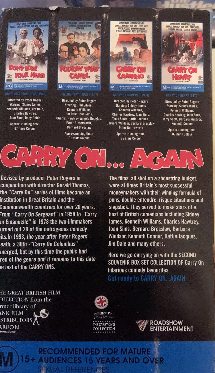4 VHS Box Set CARRY ON AGAIN Carry On Henry That Camel Your Head Camping PG M15+