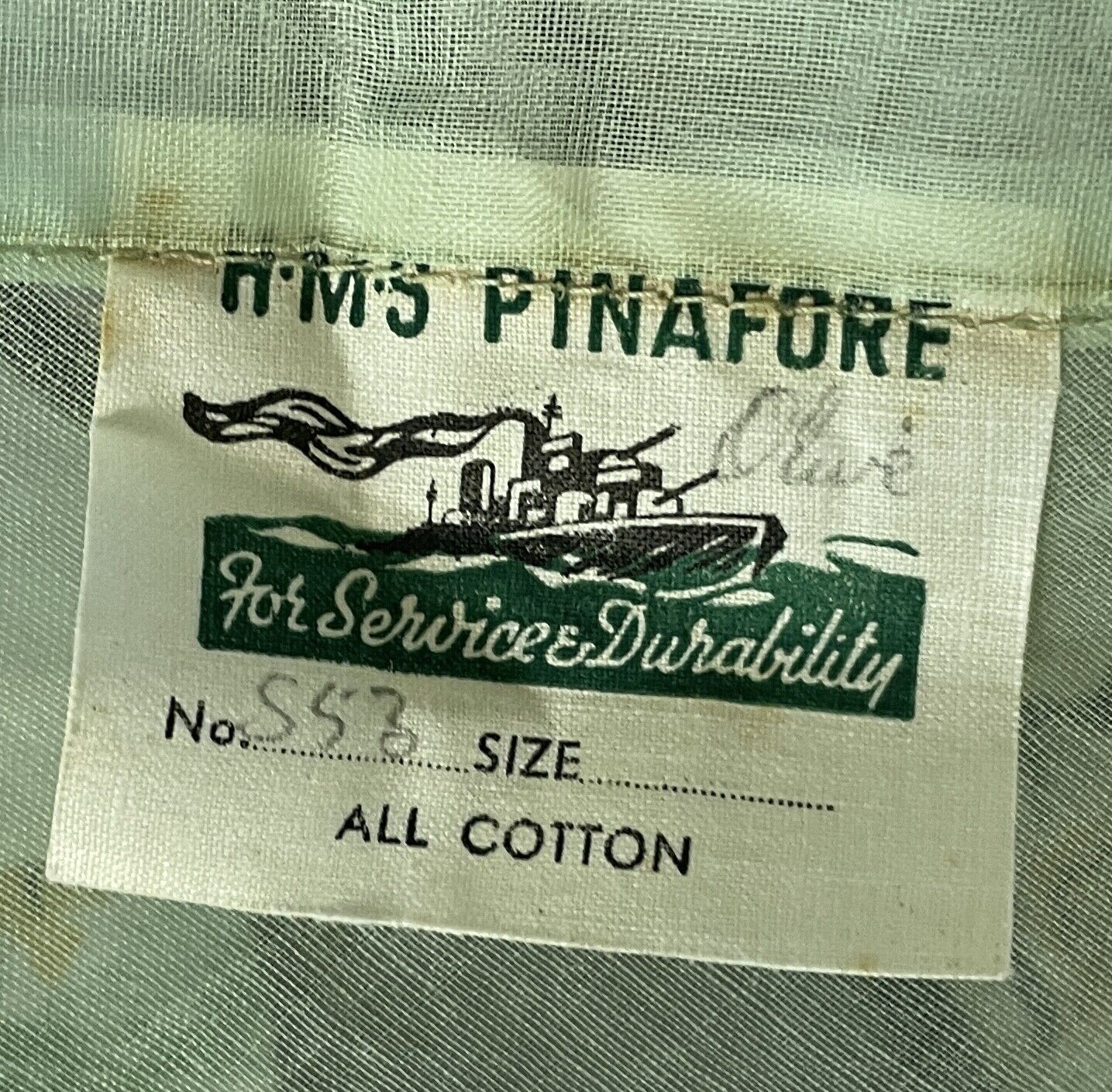 HMS Pinafore Vintage Kitchen Apron 1940's Tulip Cotton Pocket Voile Sz 10 14