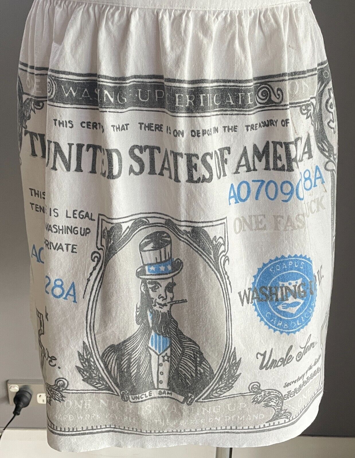 HALF APRON Vintage United States Of America Novelty Print Size 8 10 Waist Tie