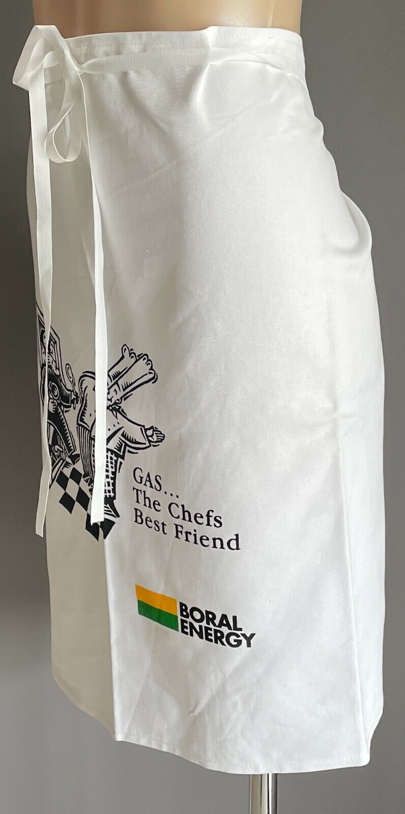 HALF APRON BORAL ENERGY Gas The Chefs Best Friend BBQ White Waist Gift NEW