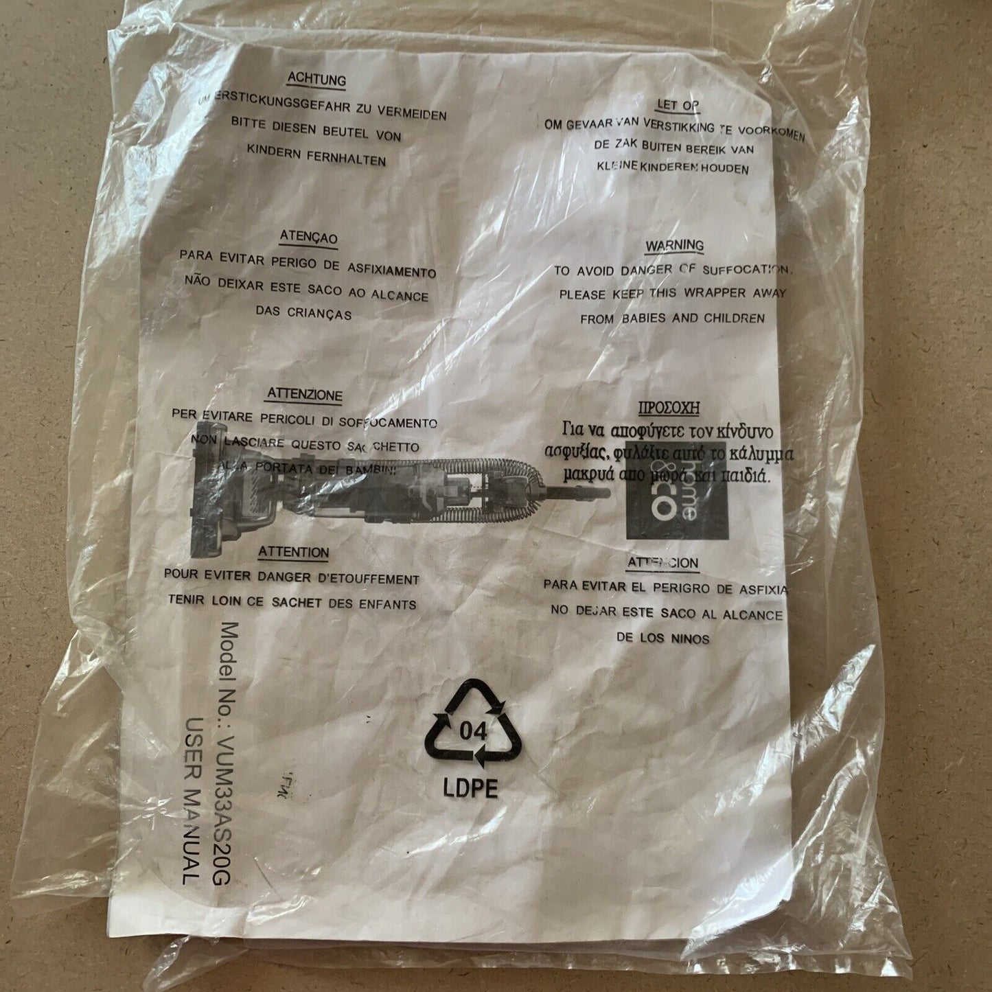 User Manual Guide for Home & Co VUM33AS20G Upright VACUUM CLEANER NEW