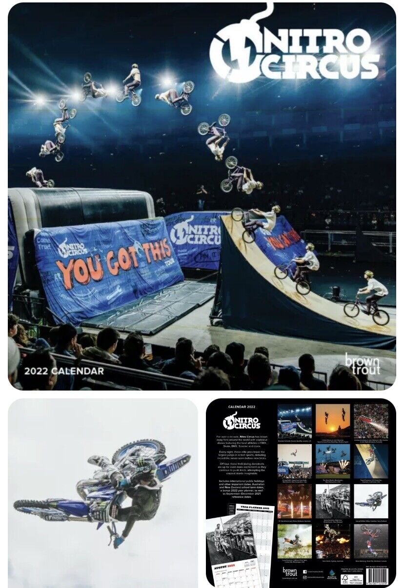 Wall Calendar 2022 NITRO CIRCUS Browntrout Stunt Bikes Square Sealed NEW