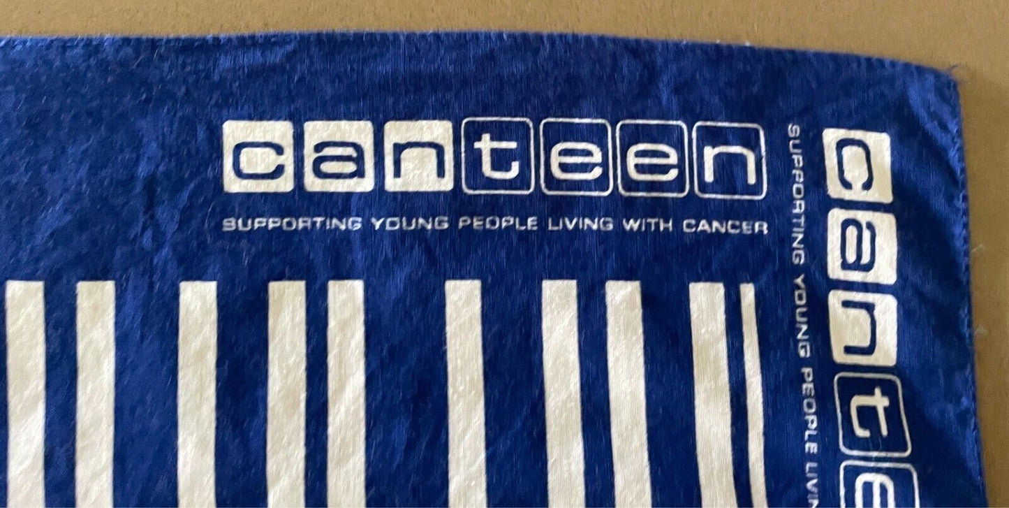 CANTEEN Bandana Cotton Blue & White Geo Stripe Print Neck Head Scarf 53cm x 55cm