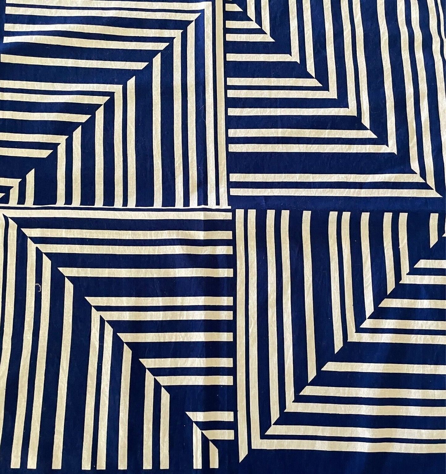 CANTEEN Bandana Cotton Blue & White Geo Stripe Print Neck Head Scarf 53cm x 55cm