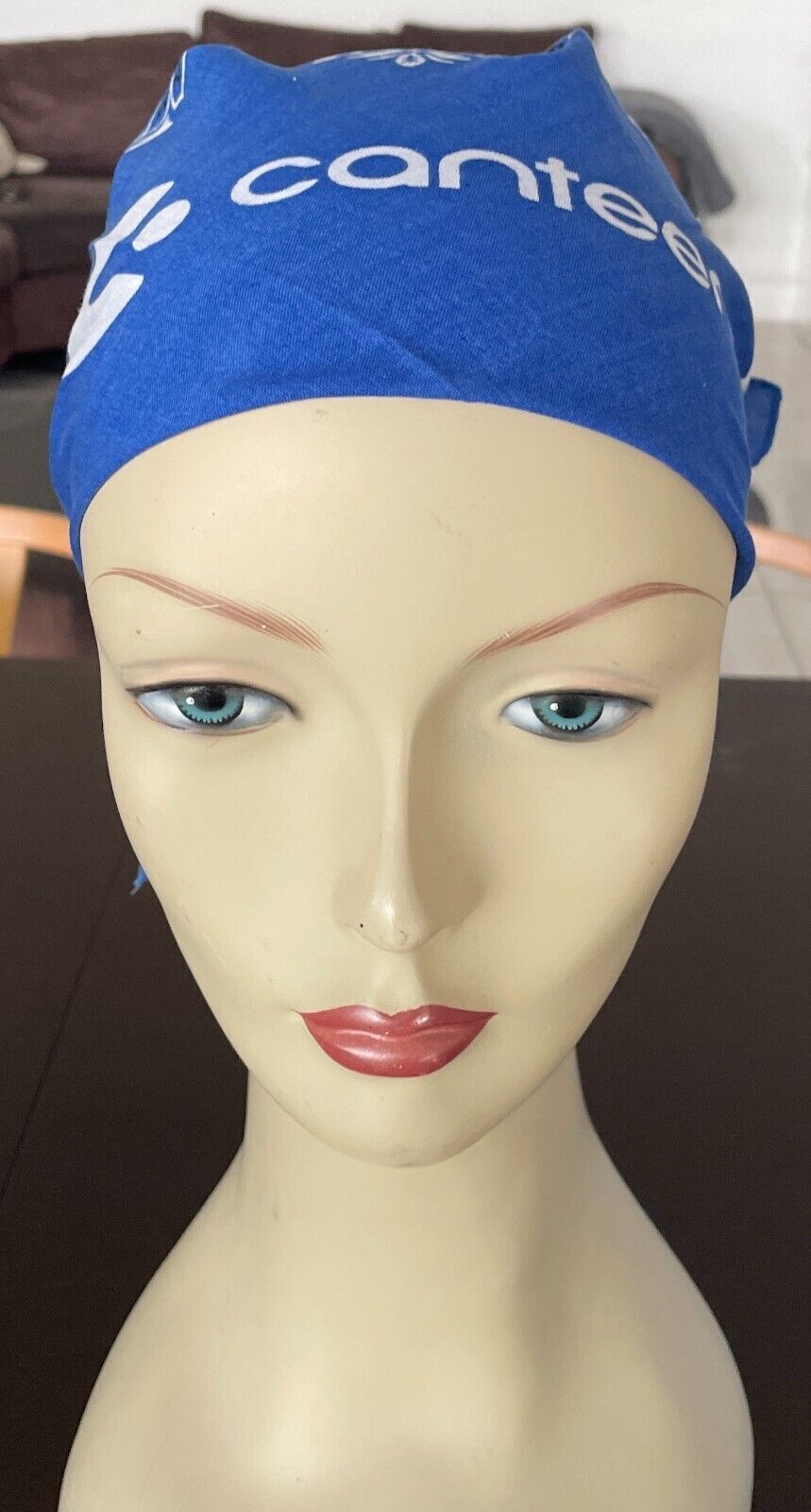 CANTEEN Bandana Cotton Blue White Black Print Neck Head Scarf 49 x 54cm NEW
