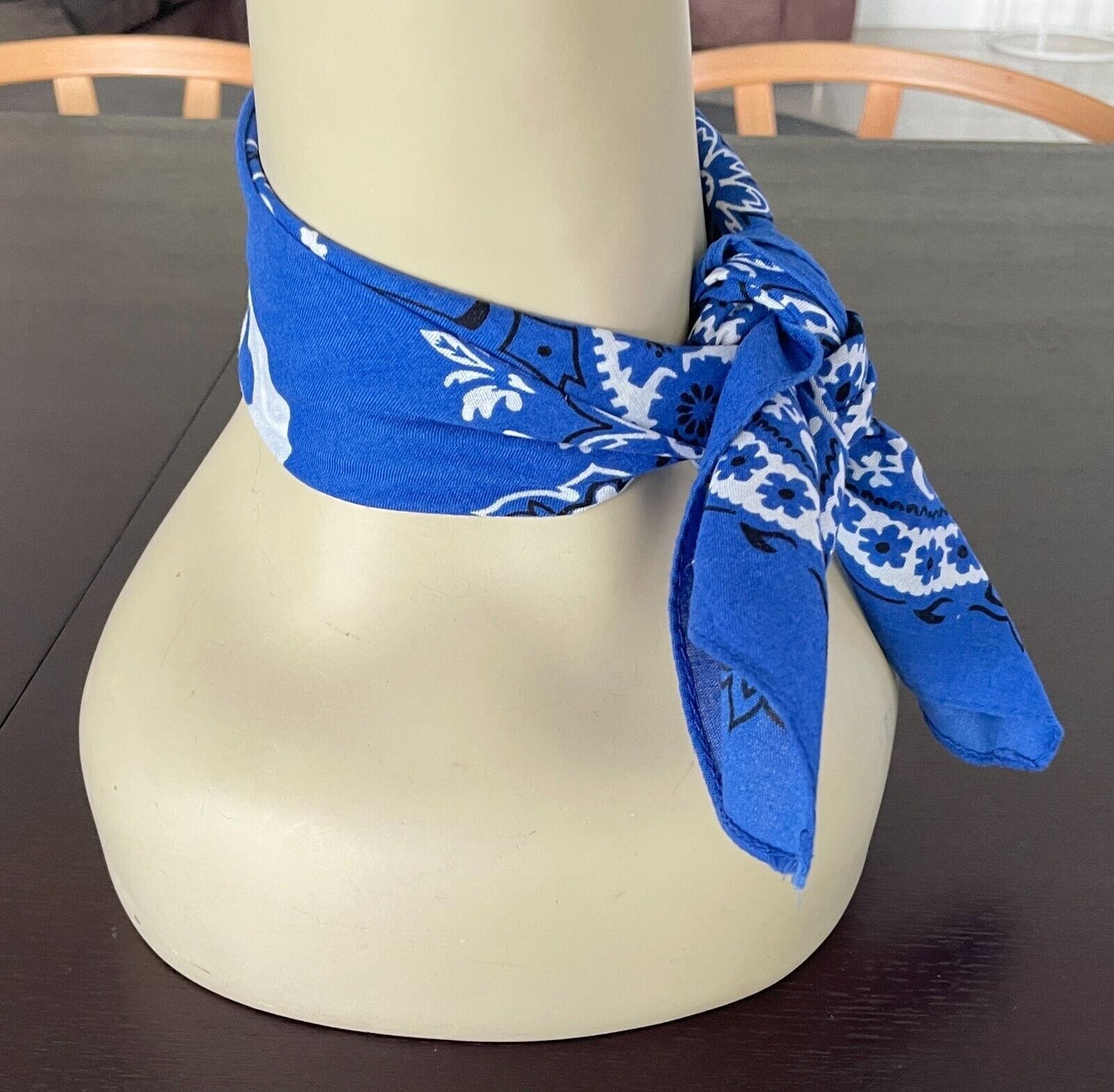 CANTEEN Bandana Cotton Blue White Black Print Neck Head Scarf 49 x 54cm NEW