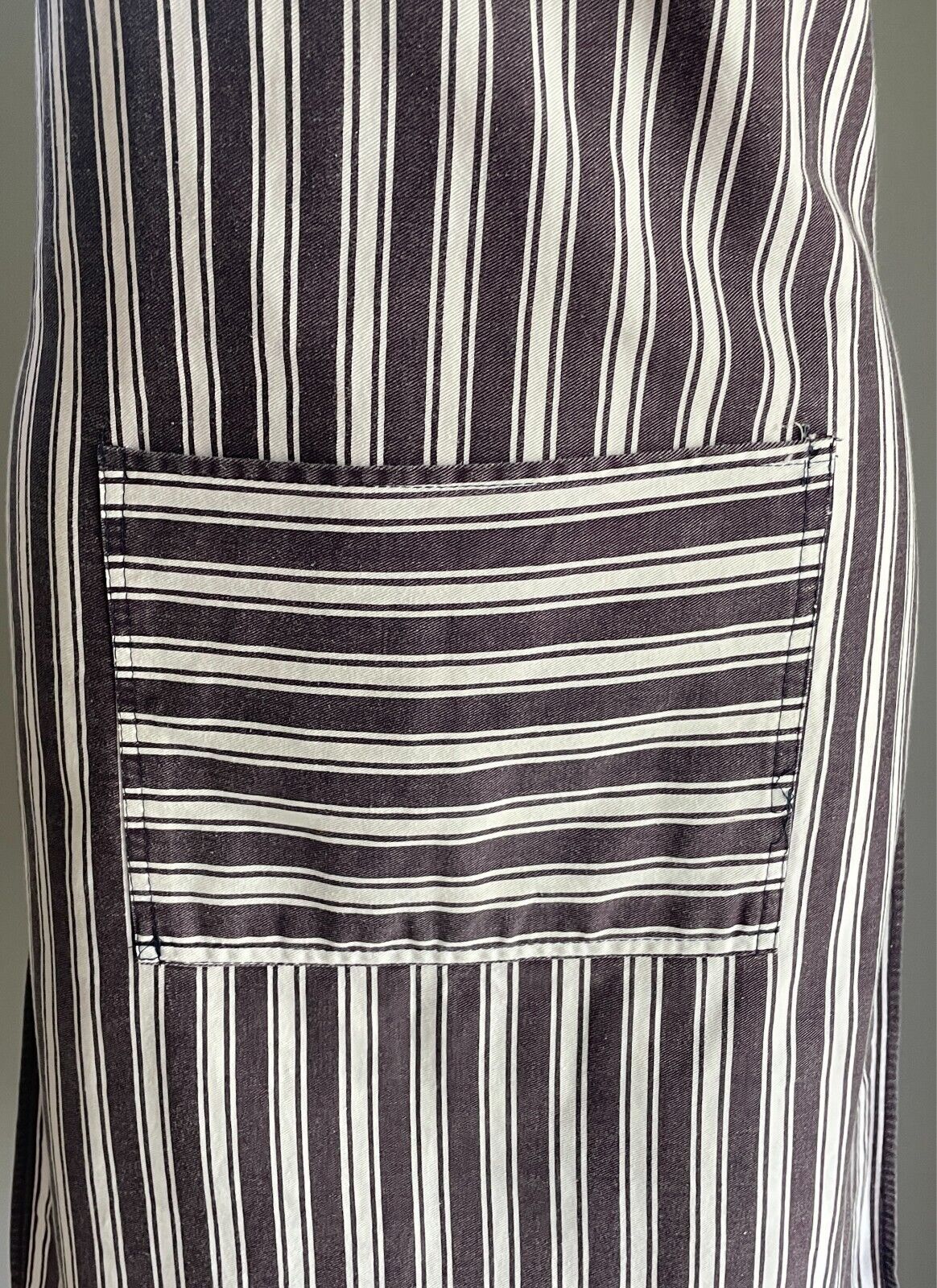 APRON Aubergine & White Stripe Print Bib Style Unisex OSFA