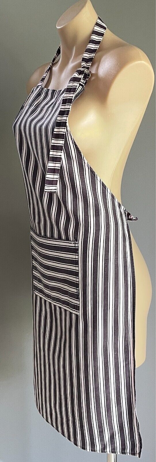 APRON Aubergine & White Stripe Print Bib Style Unisex OSFA