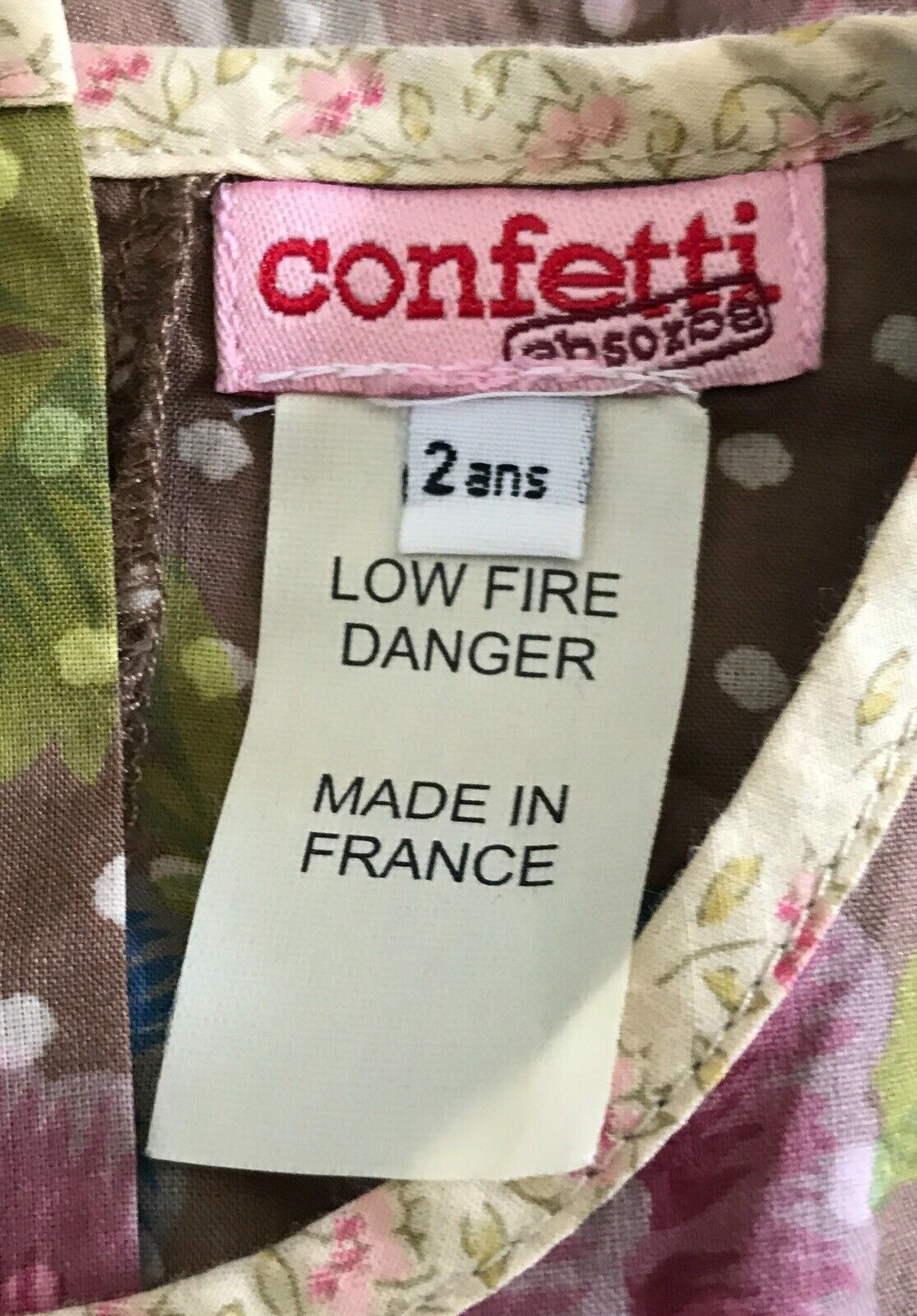 CONFETTI ABSORBA Cotton Dress Brown Floral & Polka Dot Baby Girls Size 2 NEW