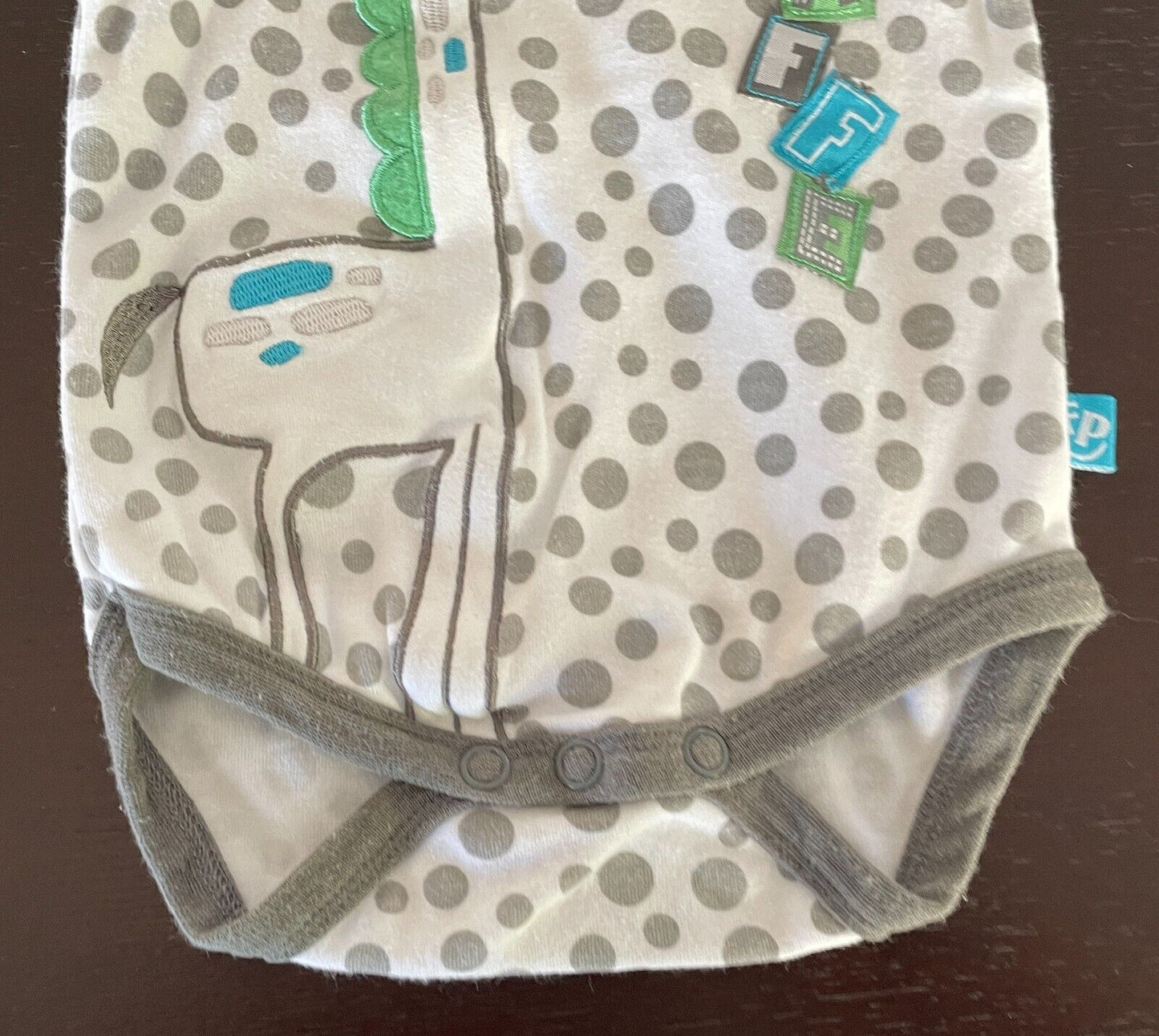 Baby One Piece Romper Grey & White Polka Dot Size 000 3 Mths Giraffe Block Motif