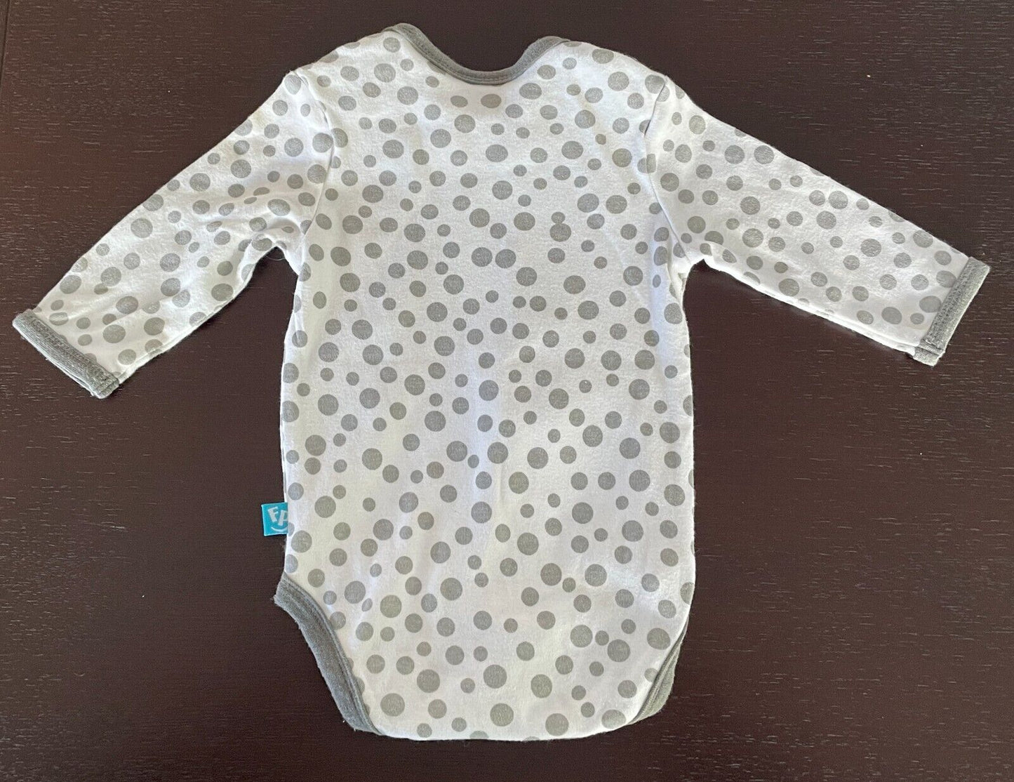 Baby One Piece Romper Grey & White Polka Dot Size 000 3 Mths Giraffe Block Motif