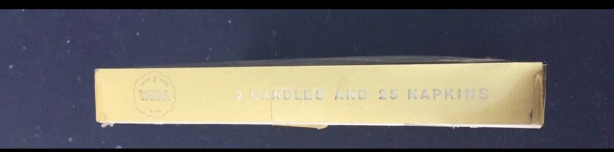 WIDA SWISS MADE 2 White CANDLES & 25 x Napkin Set Original Box NEW Old Vintage