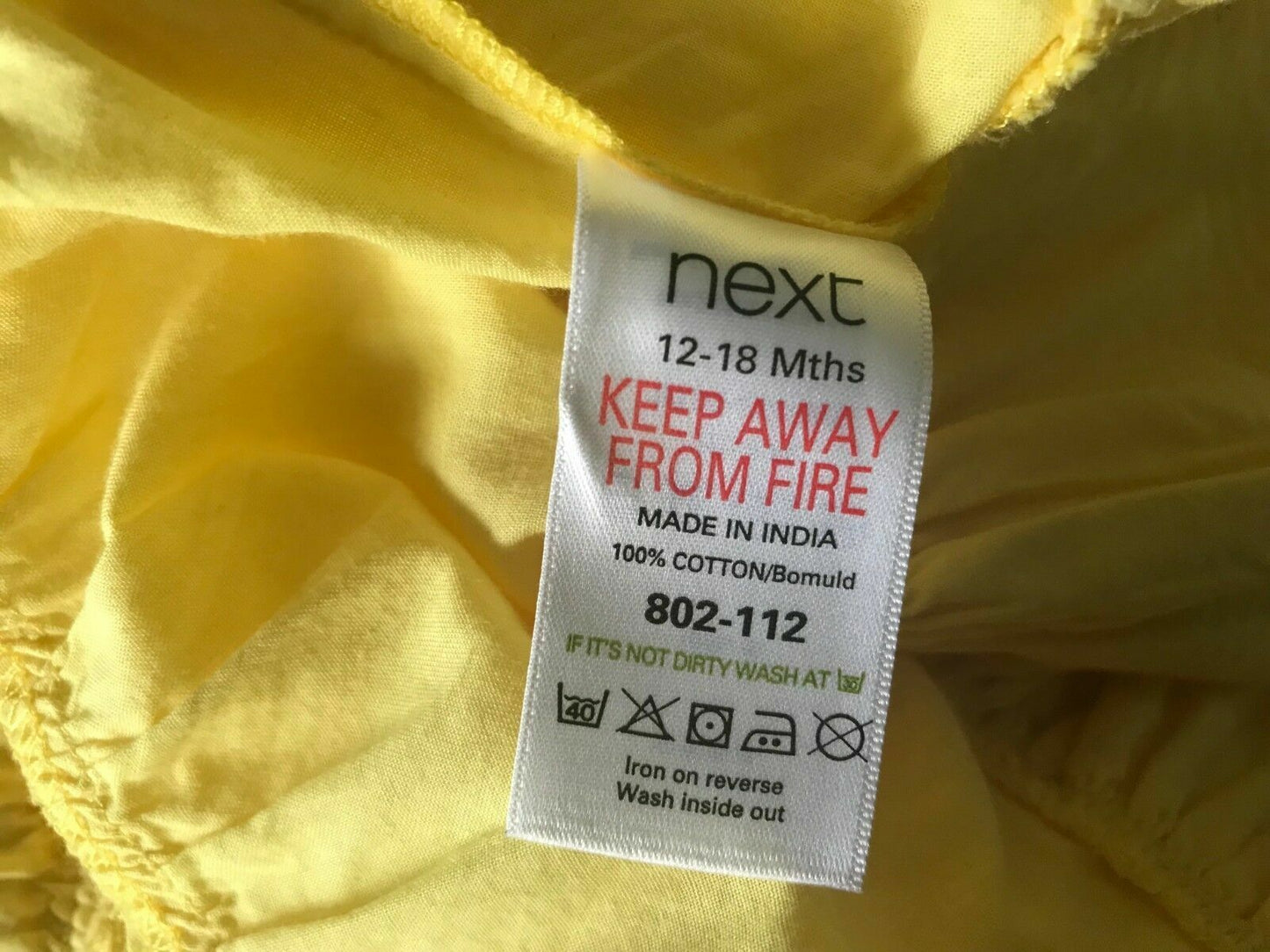 Baby Girl NEXT Fit & Flare Dress Yellow & White Embroidered Size 18mths - 2yrs