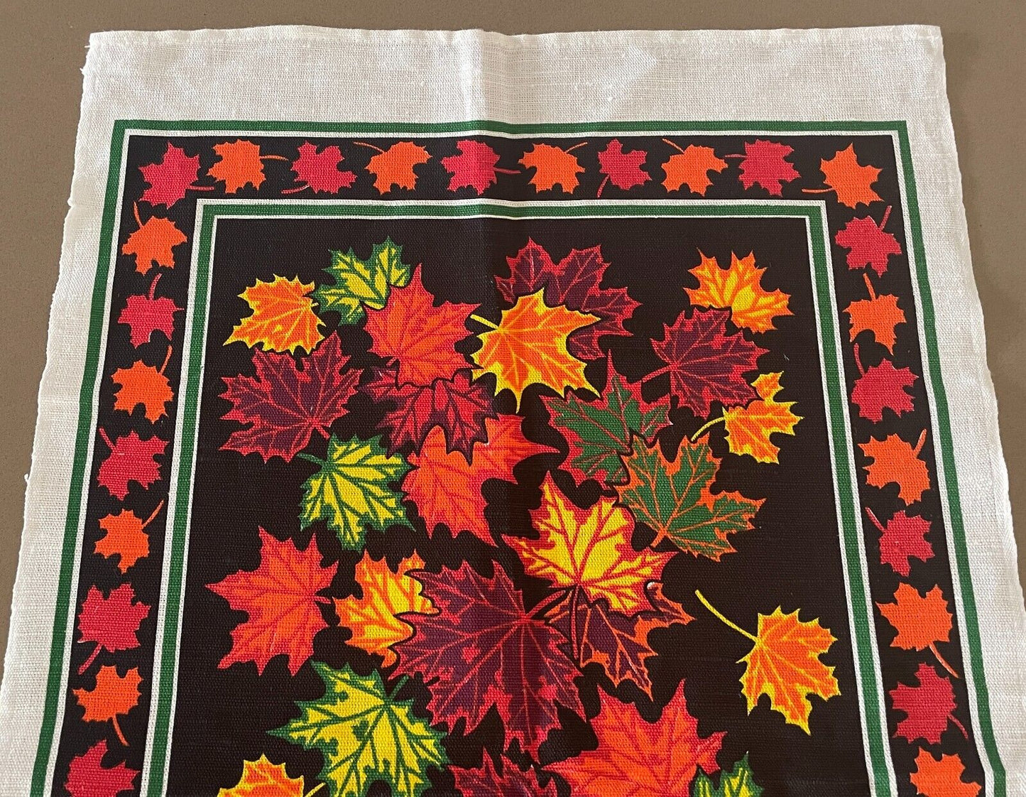 Vintage Tea Towel CANADA Maple Leaf Multicolour Print NEW Unused Souvenir