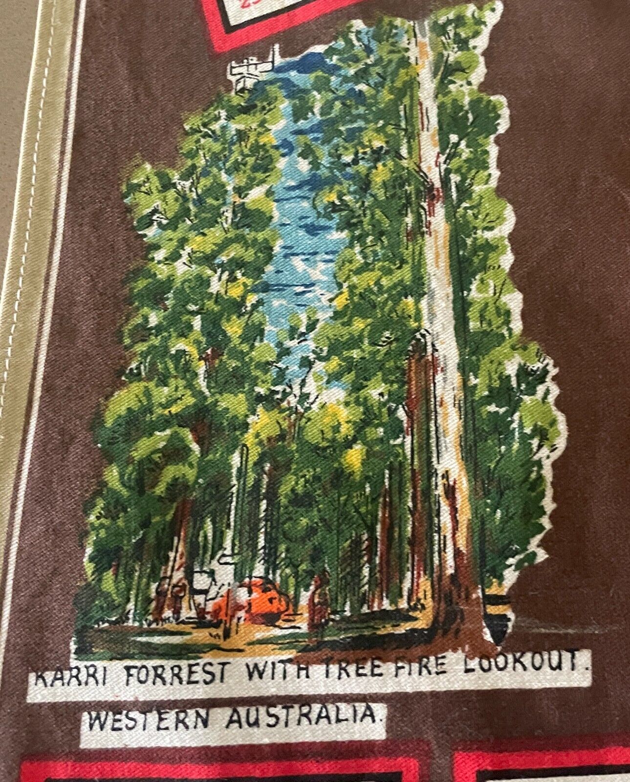 1983 Calendar Year Tea Towel Australia LANDMARKS Tourist Attraction Print Retro