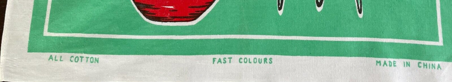 Vintage Tea Towel " King Barbecue Sauce " Recipe BBQ Theme Print Cotton NEW