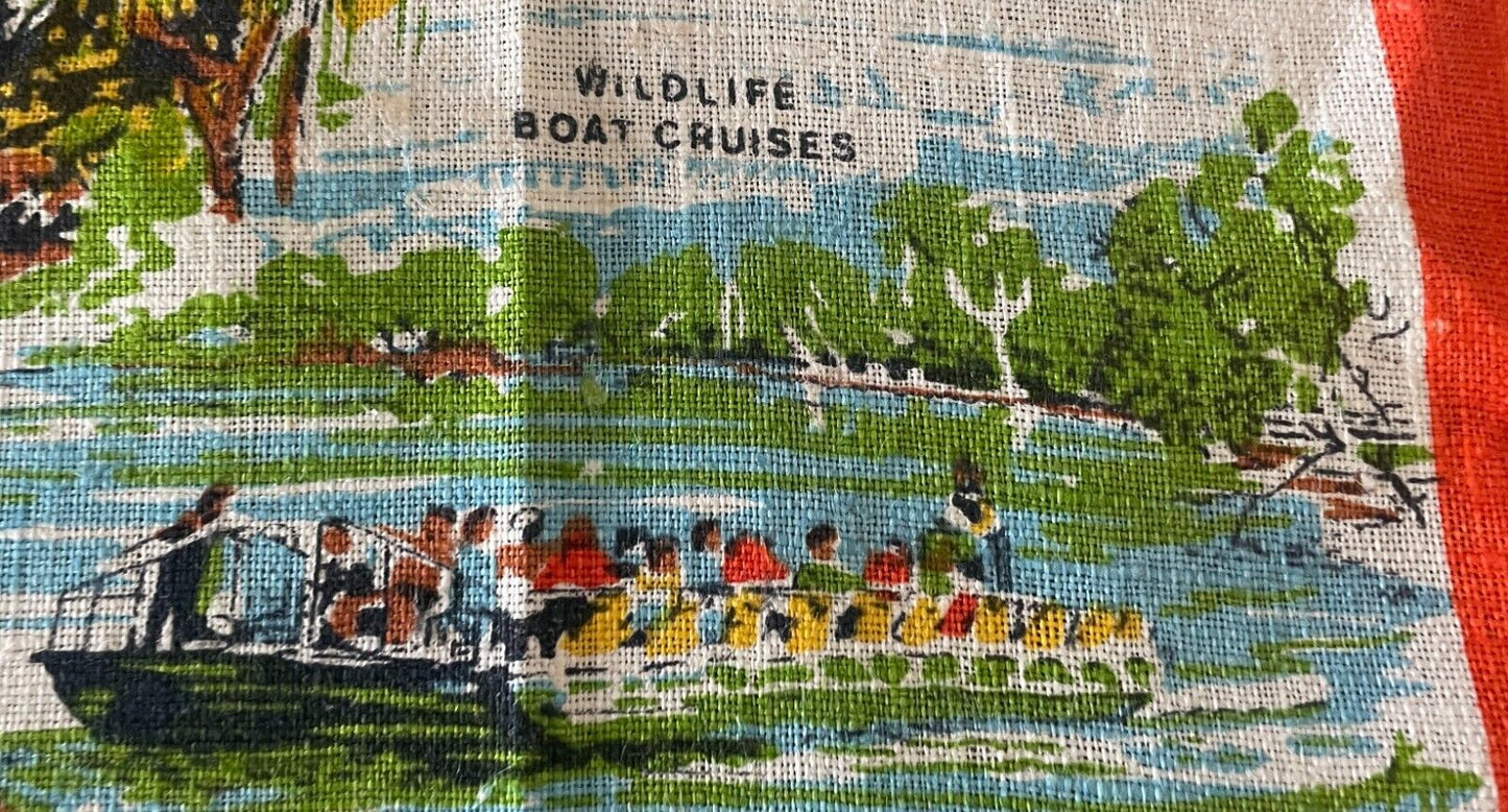 Vintage KAKADU National Park NT Tea Towel Souvenir Flora and Fauna Print NEW
