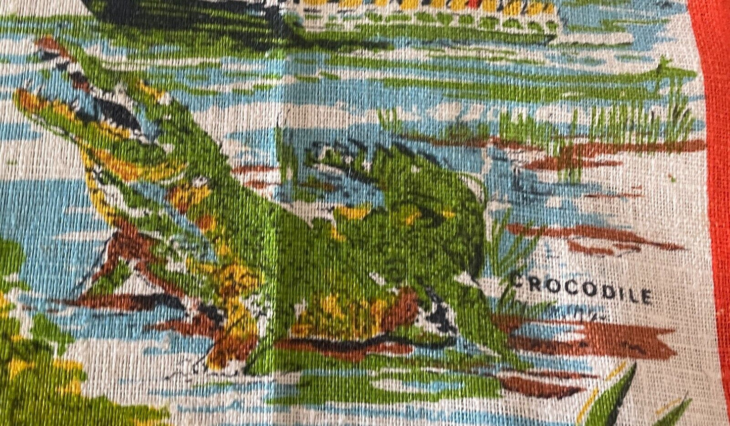 Vintage KAKADU National Park NT Tea Towel Souvenir Flora and Fauna Print NEW