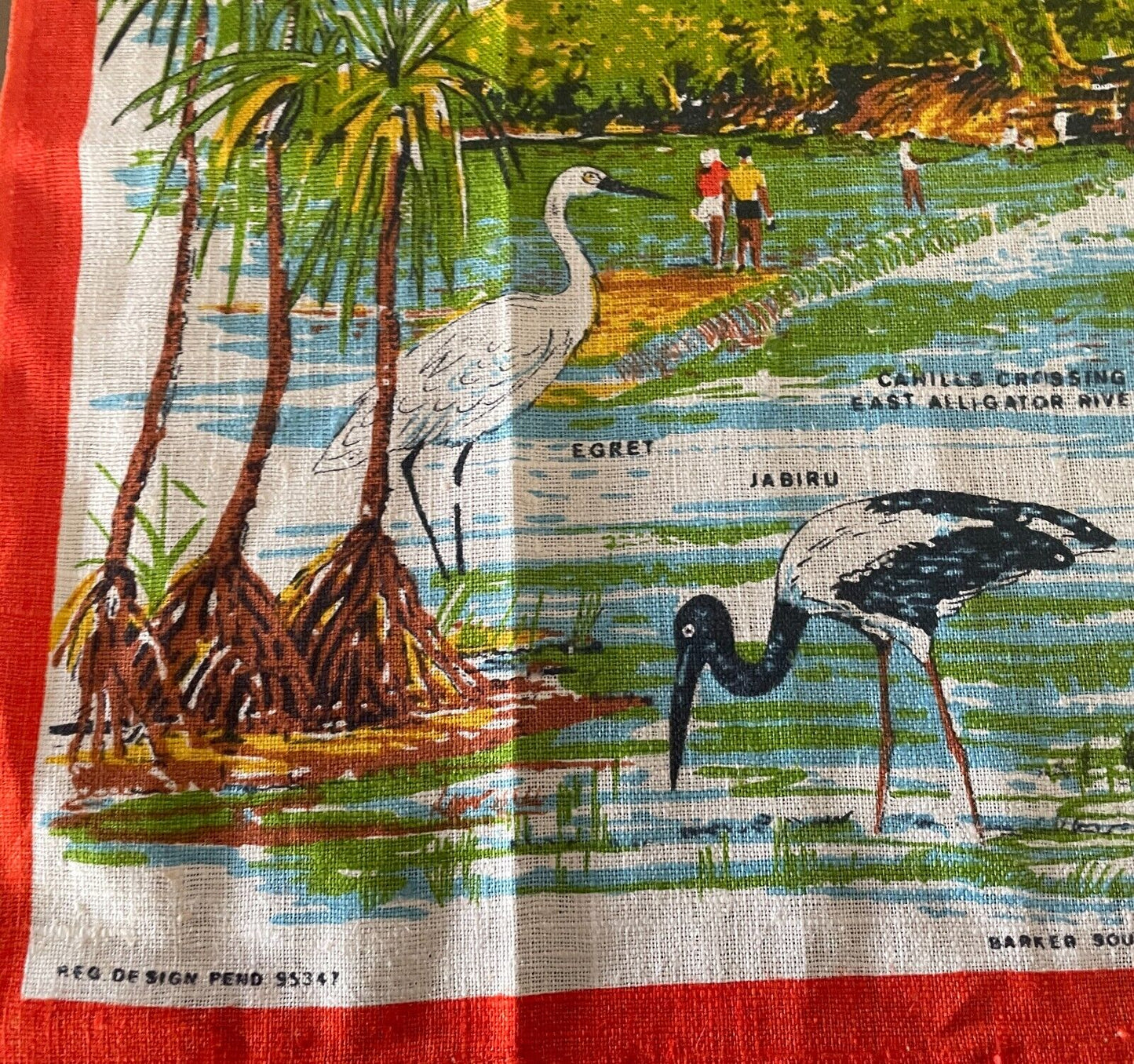 Vintage KAKADU National Park NT Tea Towel Souvenir Flora and Fauna Print NEW