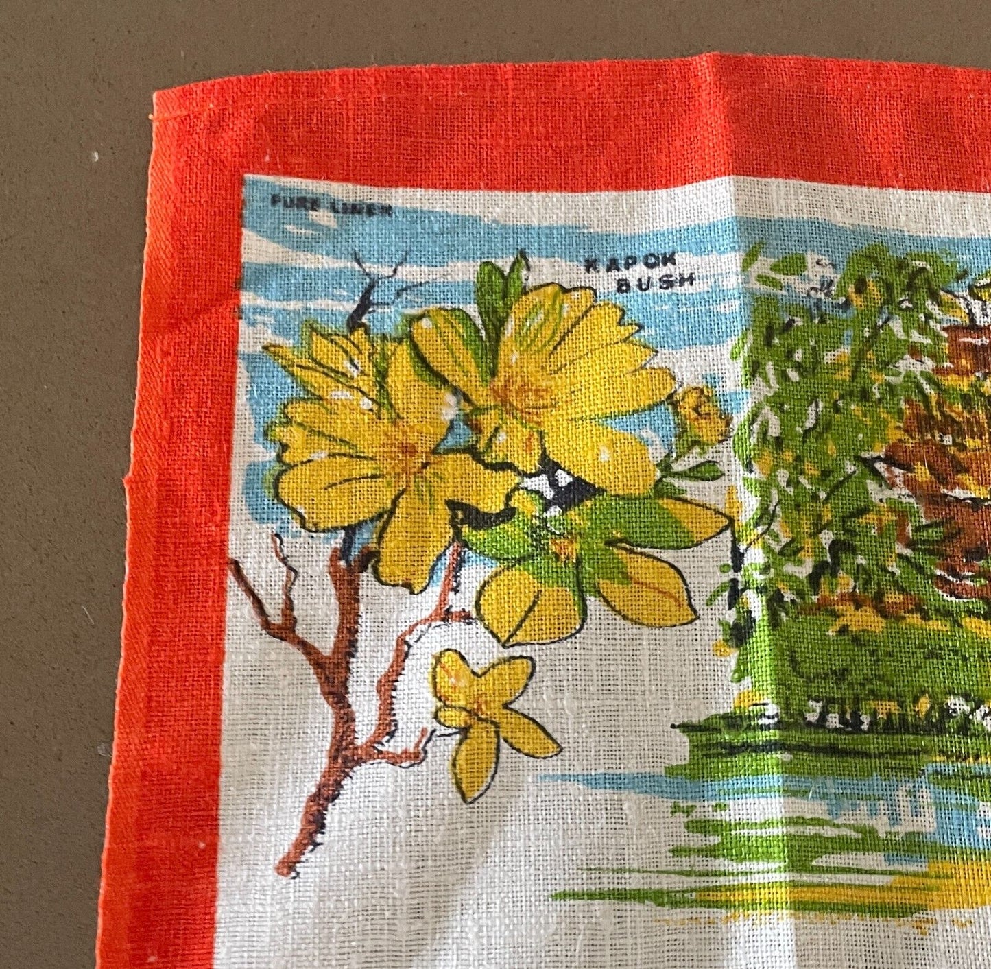 Vintage KAKADU National Park NT Tea Towel Souvenir Flora and Fauna Print NEW