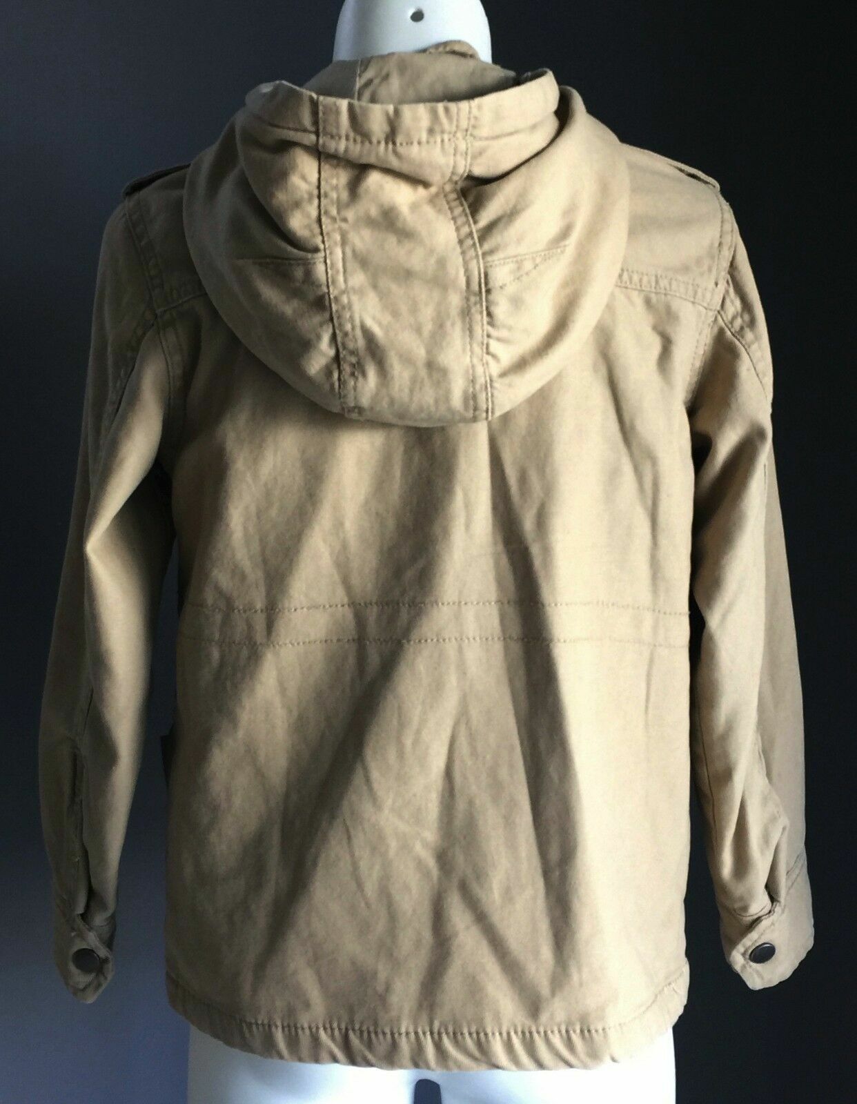 FUN SPIRIT Coat Beige Zip Up Hoody Anorak Jacket Poly Cotton Girls Size 7