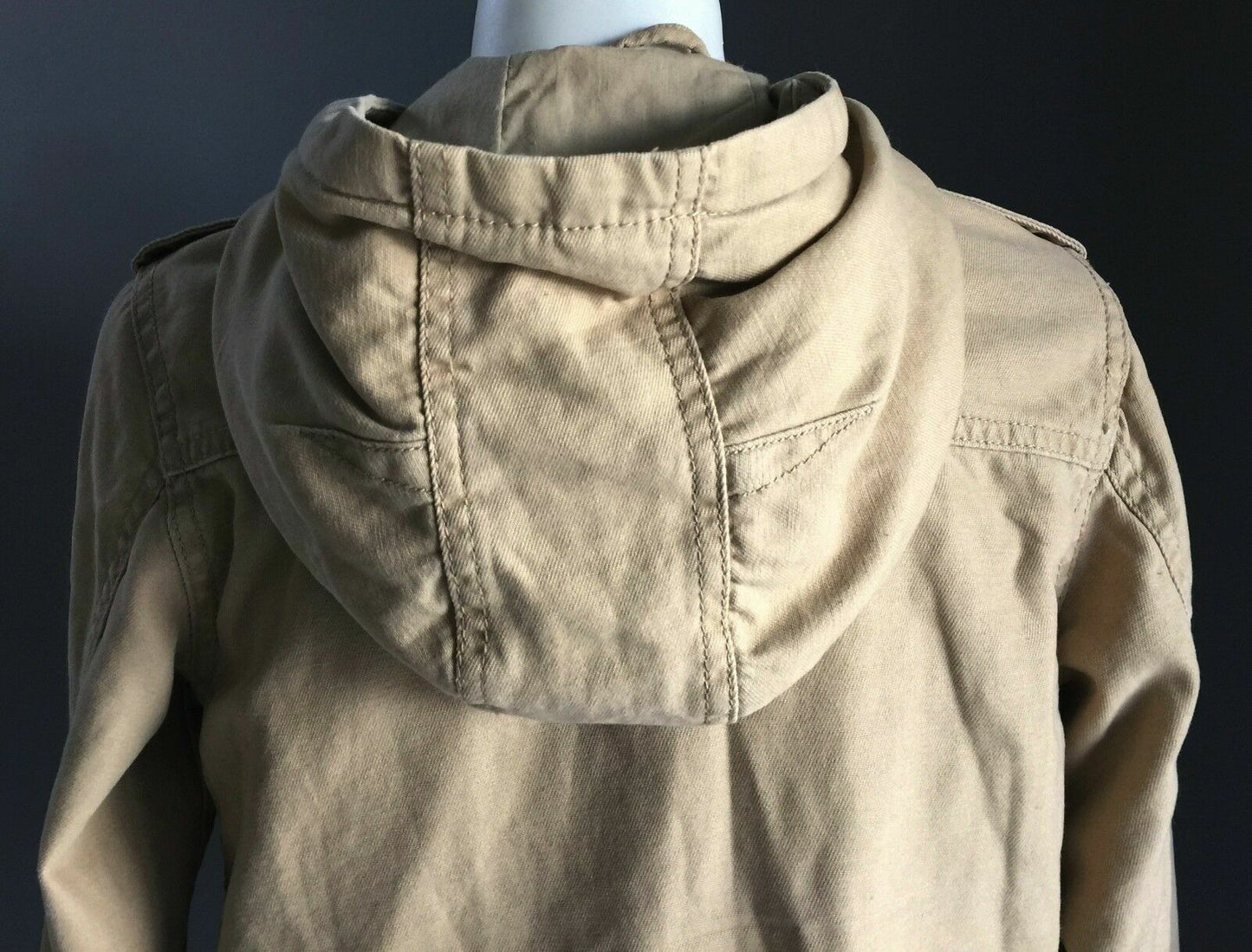 FUN SPIRIT Coat Beige Zip Up Hoody Anorak Jacket Poly Cotton Girls Size 7