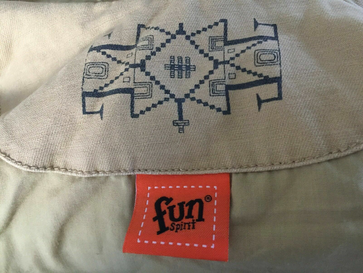 FUN SPIRIT Coat Beige Zip Up Hoody Anorak Jacket Poly Cotton Girls Size 7