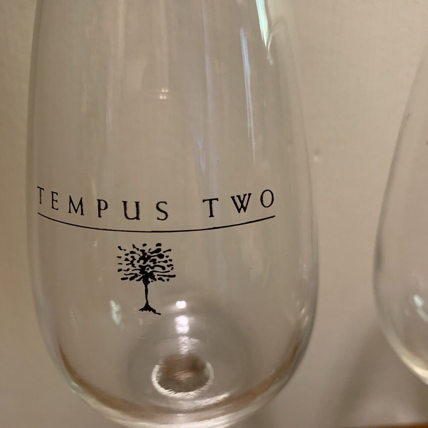2 TEMPUS TWO Flute Glass Logo Stem 200ml Wine Bubbly Tealight Lisa McGuigan NEW