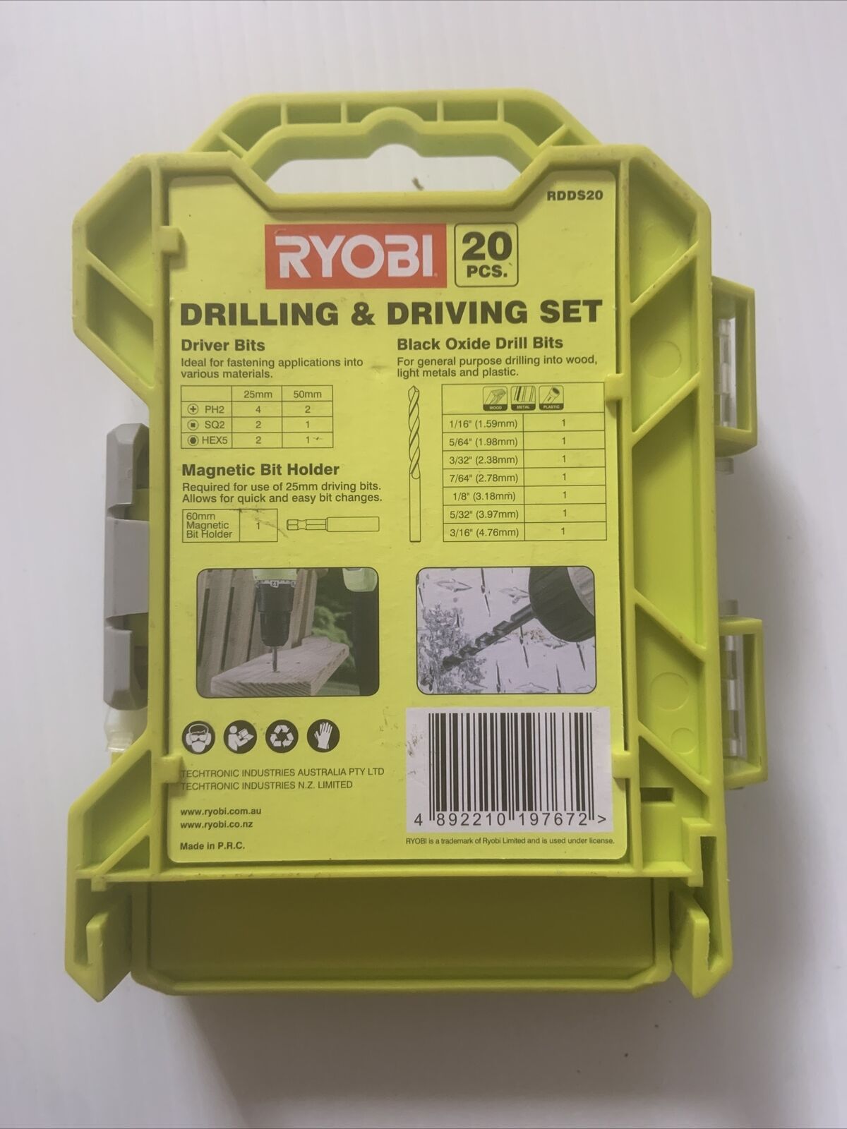 RYOBI 20 Piece Set Drilling | Driving Set RDDS20 Black Oxide in Storage Case NEW