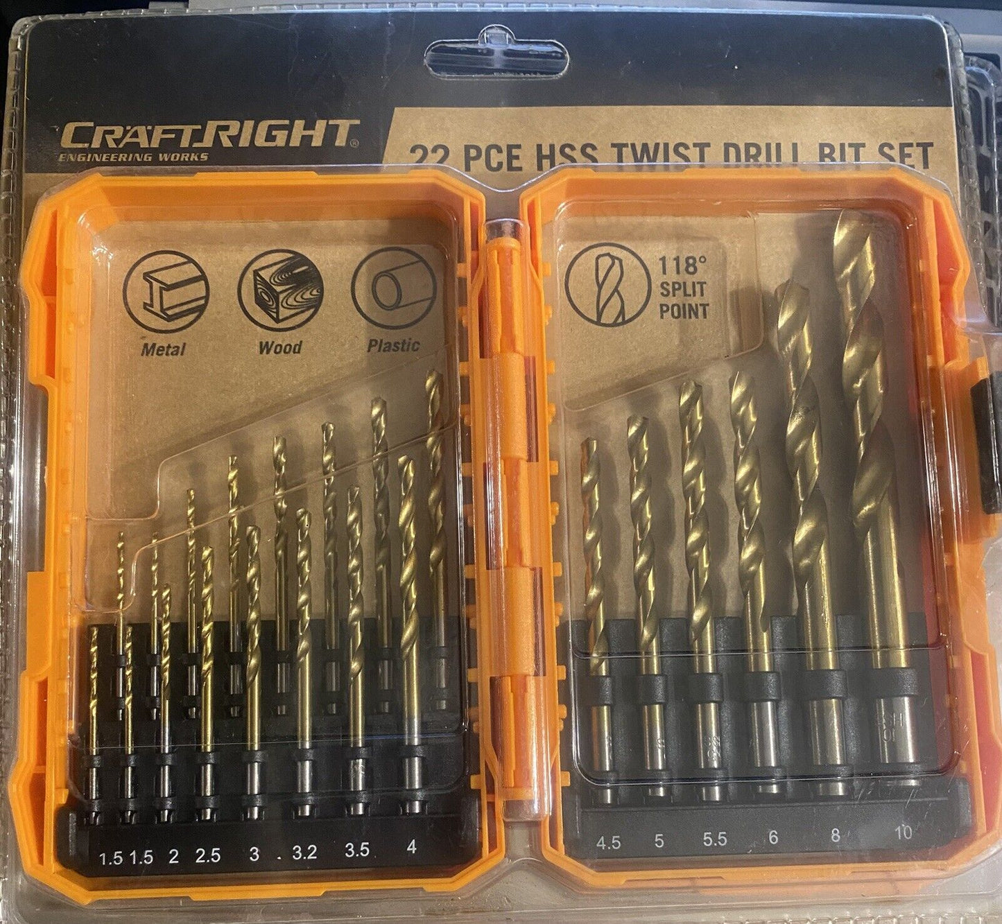 CRAFTRIGHT 22 Piece HSS TWIST DRILL BIT SET see Specs Last Pic NEW sealed Tools