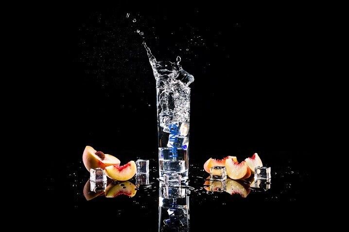 2 x Hi Ball Glass GTG Living Water Clear w Blue Black Logo Artesian Mineral NEW