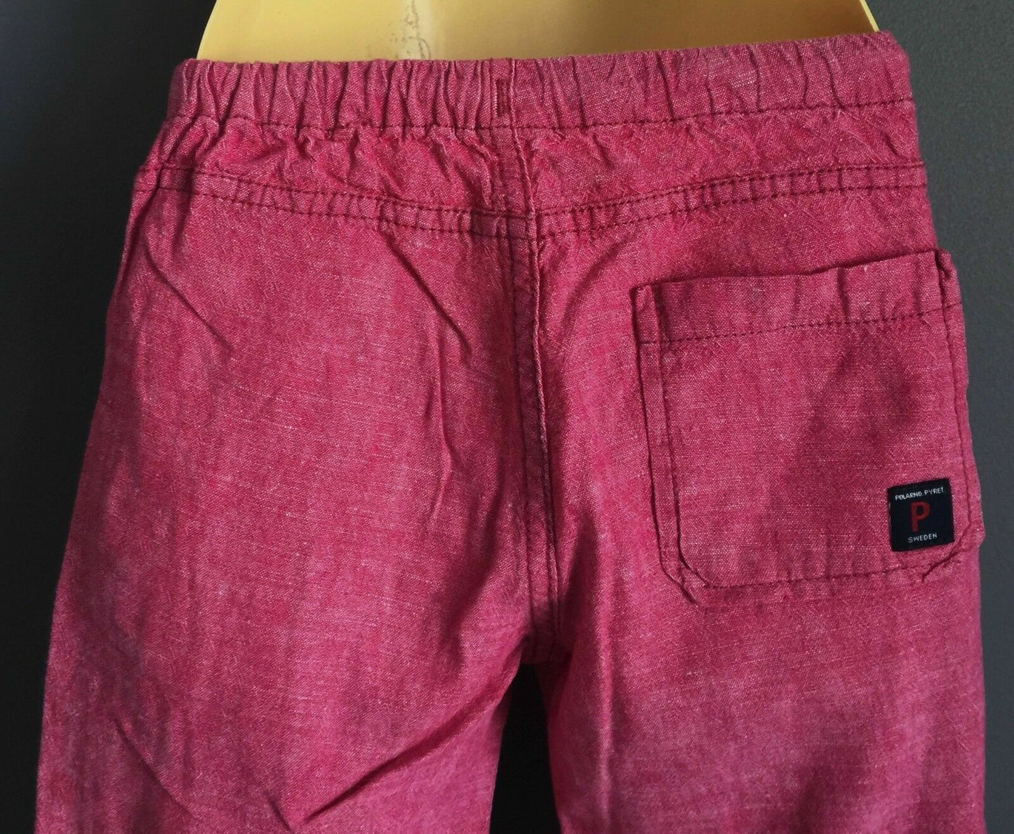 Baby Boy POLARN O PYRET Long Shorts Red Wash Linen Look & Feel 18 - 24mths NEW