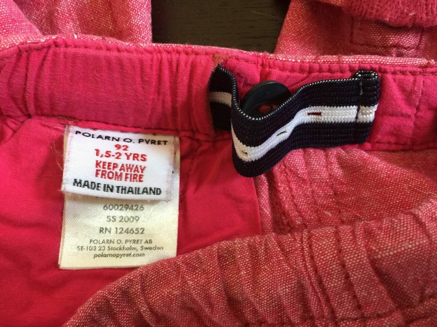 Baby Boy POLARN O PYRET Long Shorts Red Wash Linen Look & Feel 18 - 24mths NEW