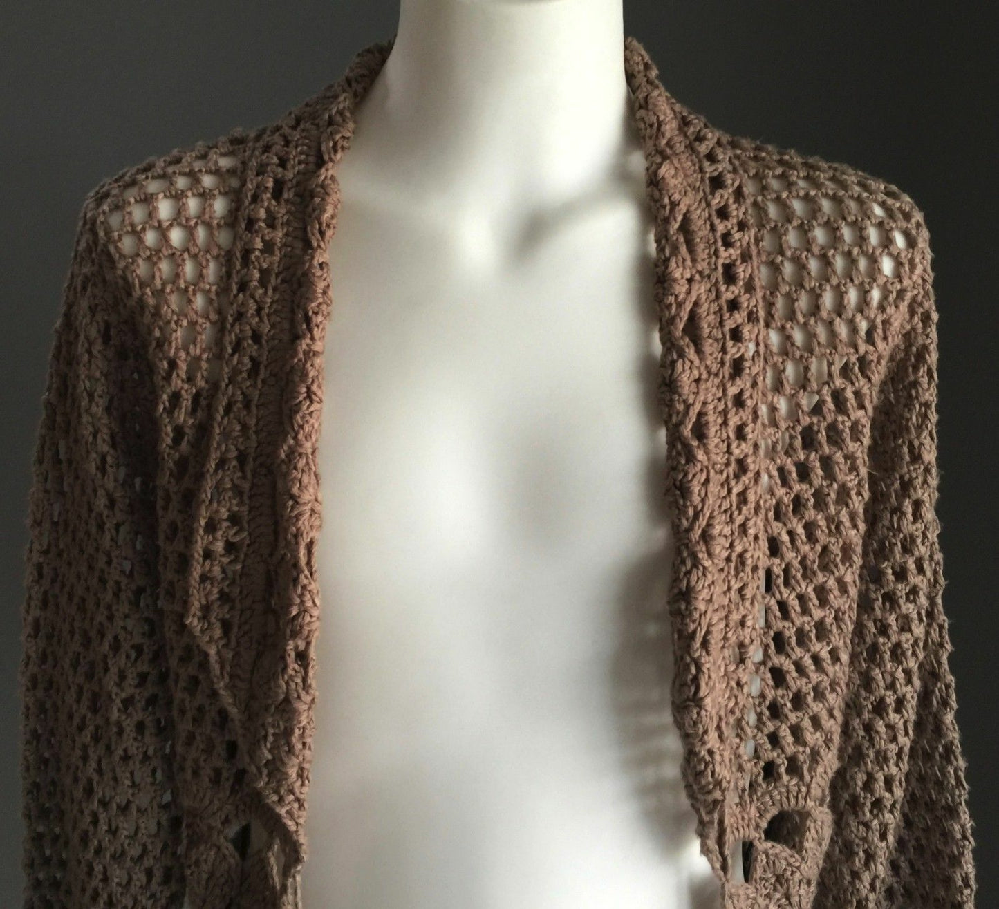 Tween Girl BARDOT JUNIOR Cardigan Taupe Crochet Open Knit L/Sleeve Boho 12 NEW