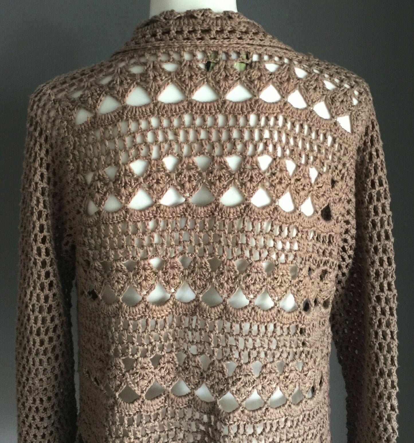 Tween Girl BARDOT JUNIOR Cardigan Taupe Crochet Open Knit L/Sleeve Boho 12 NEW