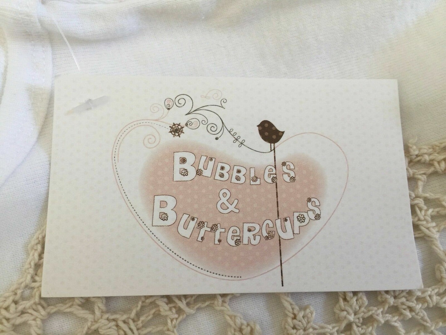 BUBBLES & BUTTERCUPS White Tank Top Beige Crochet Floral Trim Girls Size 10 NEW