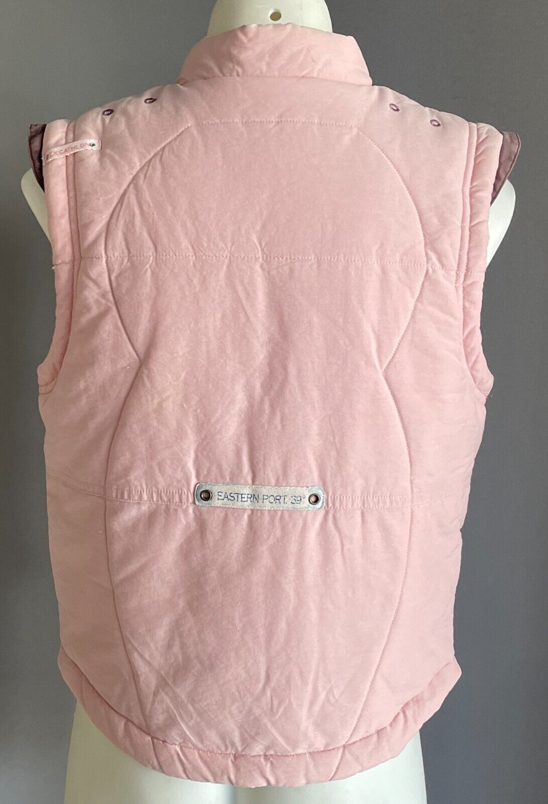 DECATHLON CREATION Puffer Vest Pink & Brown Trim Sleeveless Girls Size 6 yrs