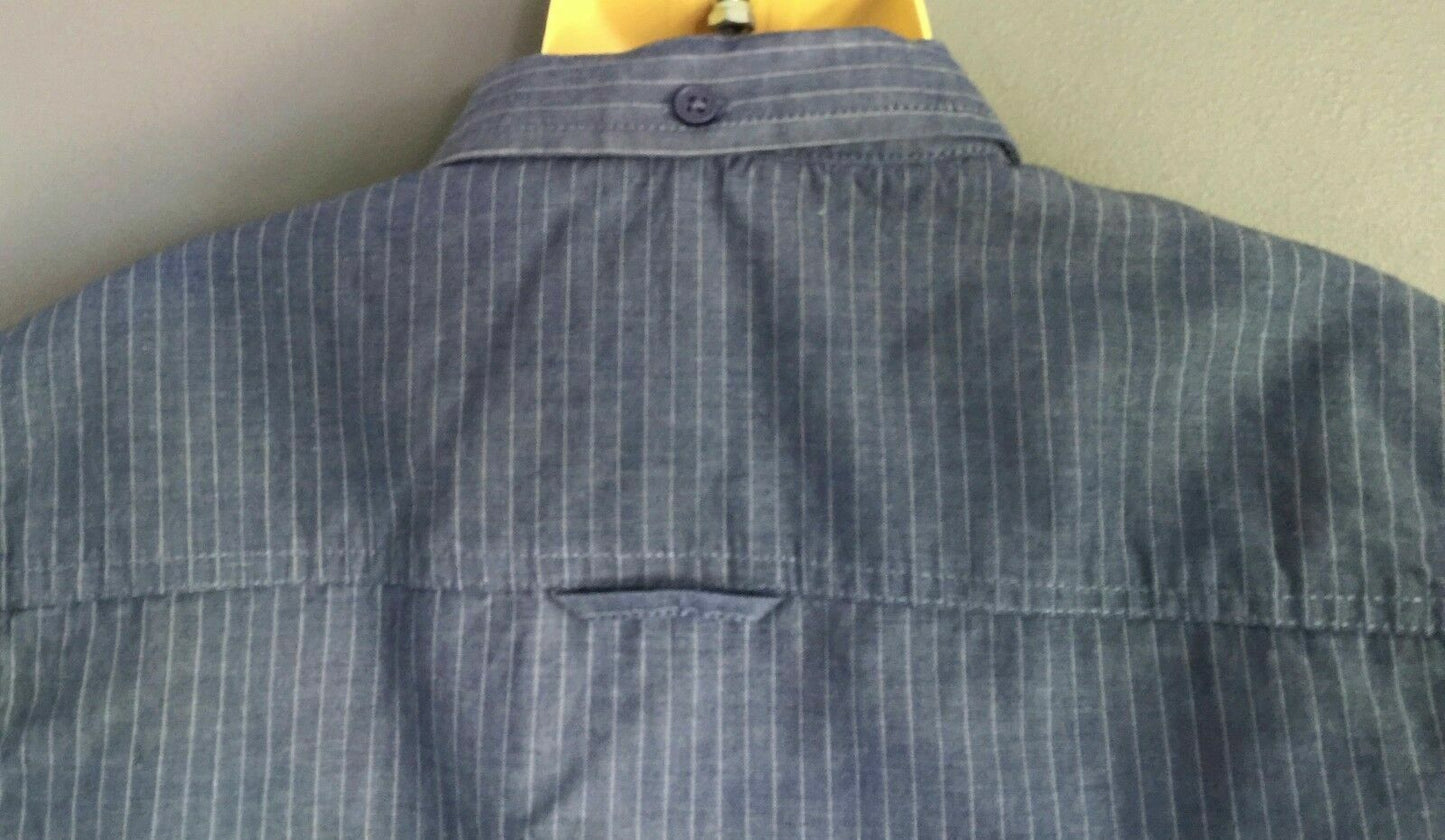 BEN SHERMAN Shirt Short Sleeve Blue White Stripe Smart Casual Boys Size 6 7 yr