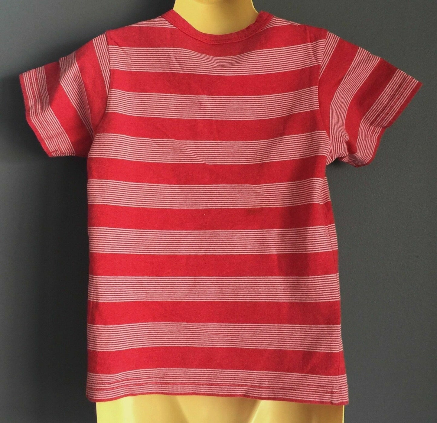 JACK & MILLY T Shirt Short Sleeve Henley Buttons Red White Stripe Boys Size 3
