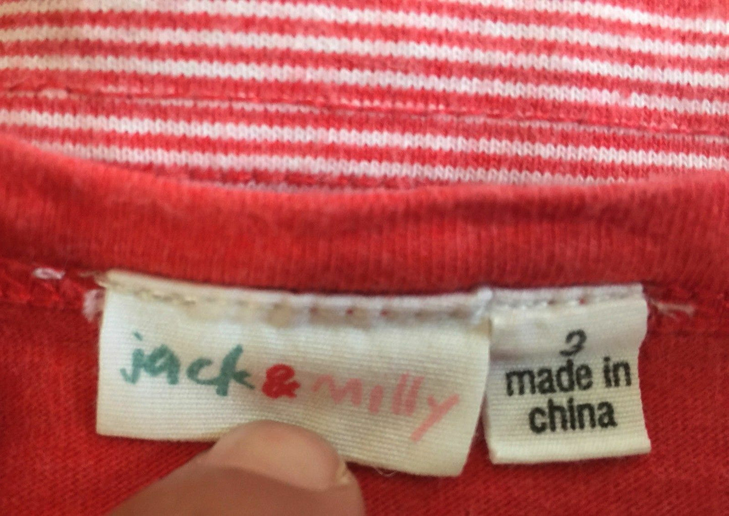 JACK & MILLY T Shirt Short Sleeve Henley Buttons Red White Stripe Boys Size 3