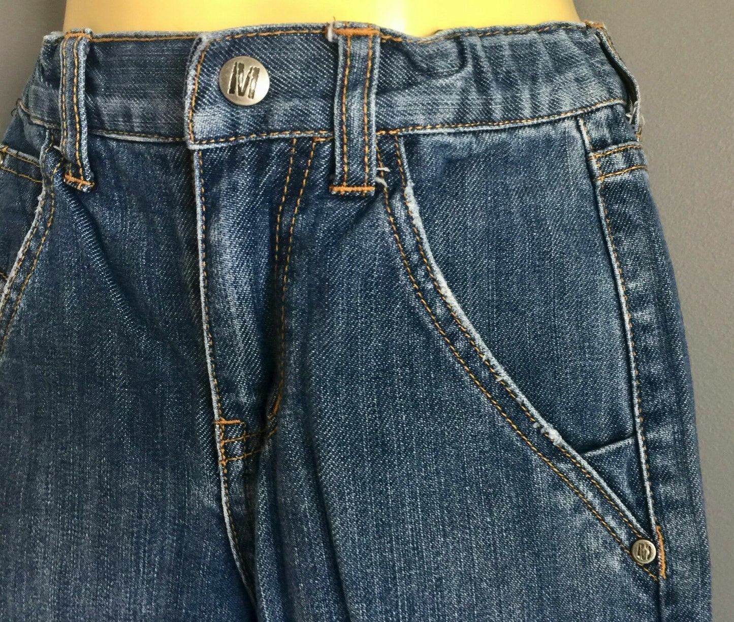 KID MAMBO Jeans Straight Leg Denim Jeans w Adjustable Waist Boys Size 4