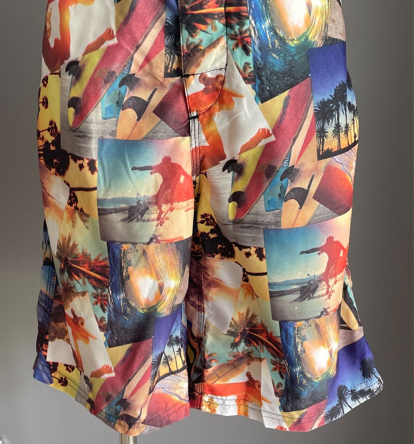URBAN SUPPLY Board Shorts Boys Size 12 Multicolour Skate Beach Scene Tie Waist