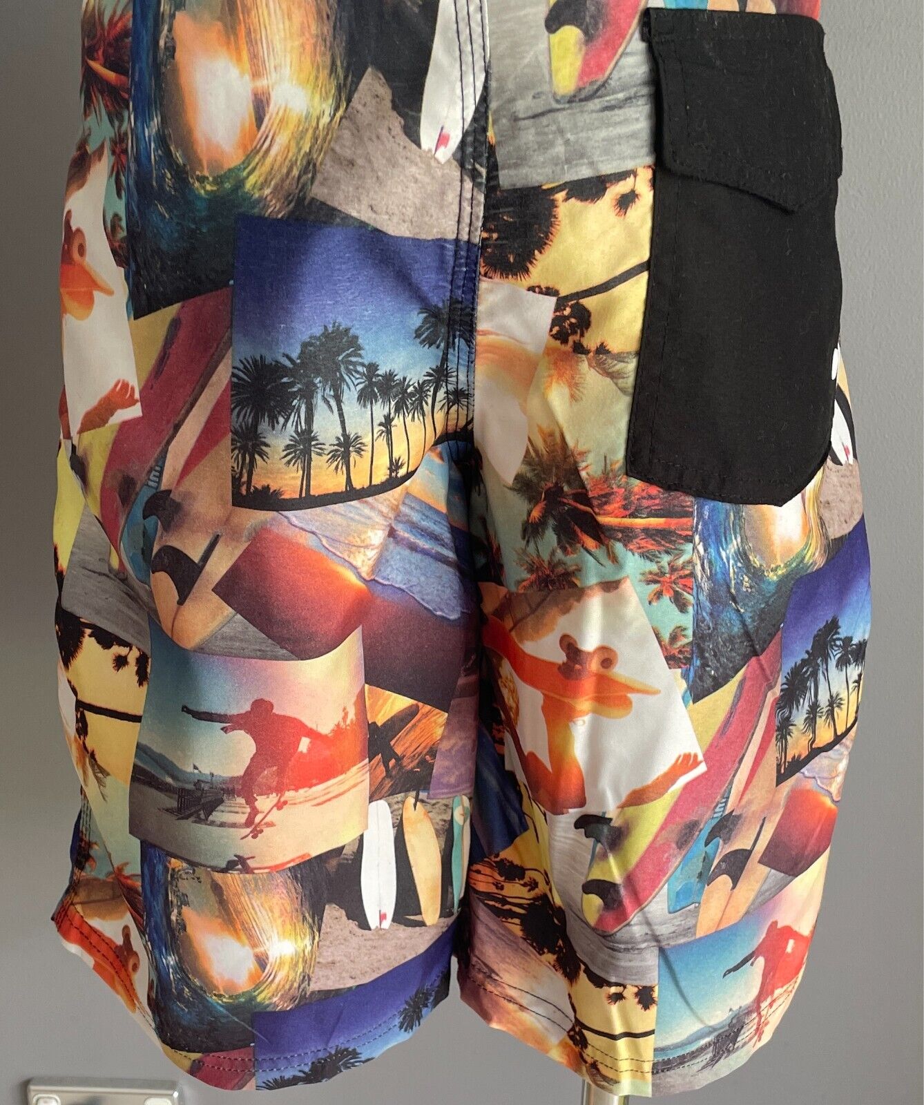 URBAN SUPPLY Board Shorts Boys Size 12 Multicolour Skate Beach Scene Tie Waist