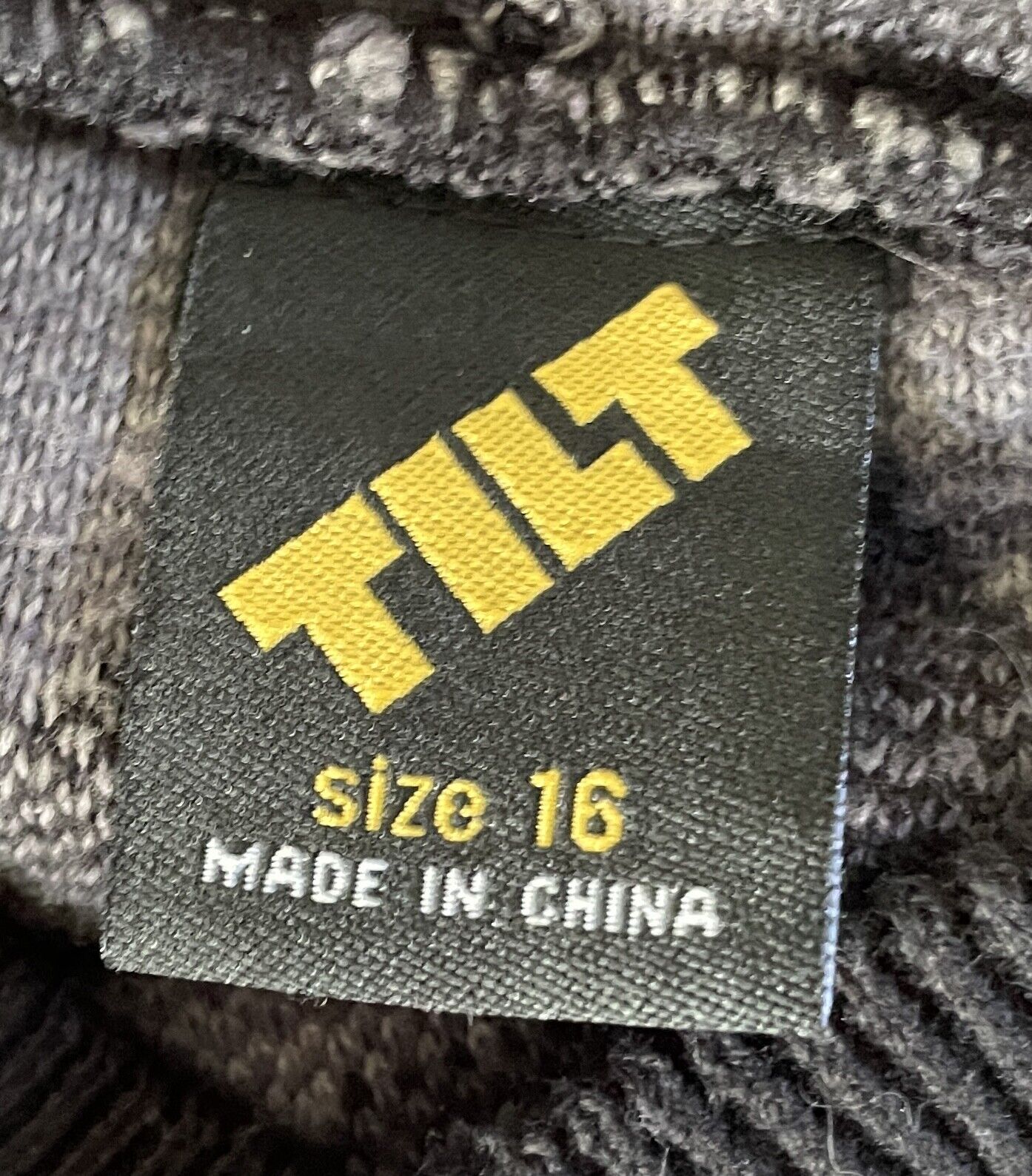 TILT Grey & Black Camo Print Cotton Knit Hoodie Sweater Top Teen Youth Size 16